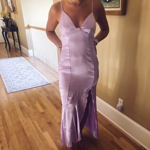 Lavender Satin Formal Gown
